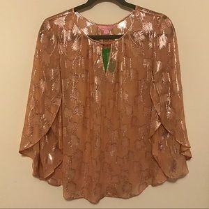 NWT Lilly Pulitzer Beccer Silk Clip Top Sandstone